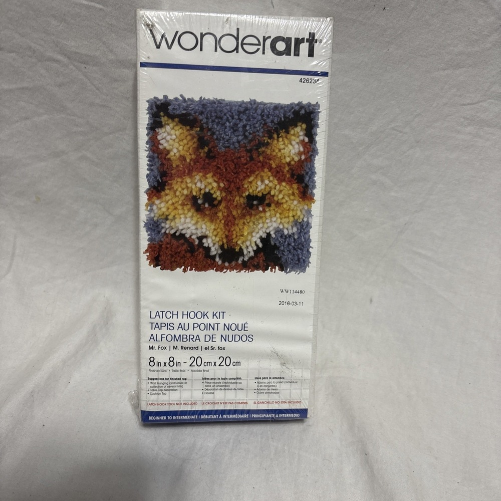 DIY Wonder Art Mr. Fox Latch Hook Kit Kids Craft 8" Fast Shipping